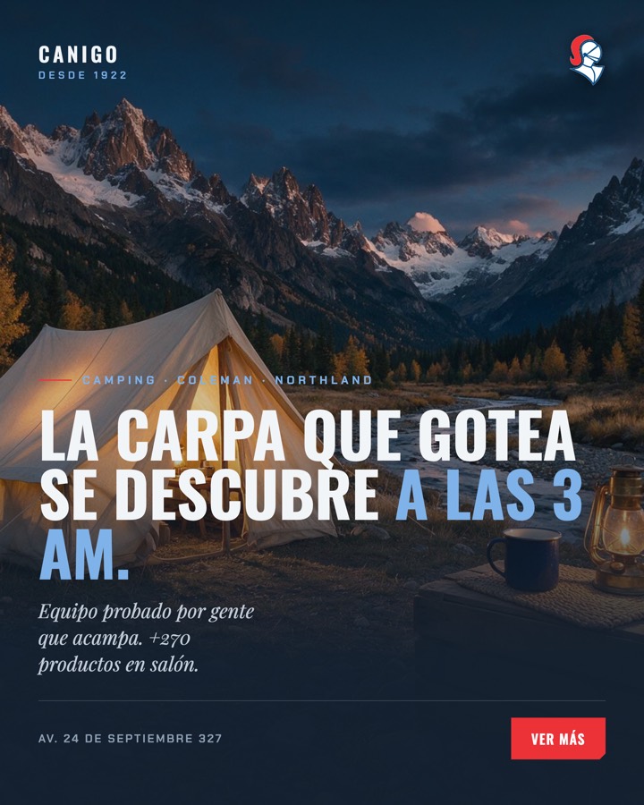 Pieza publicitaria de camping