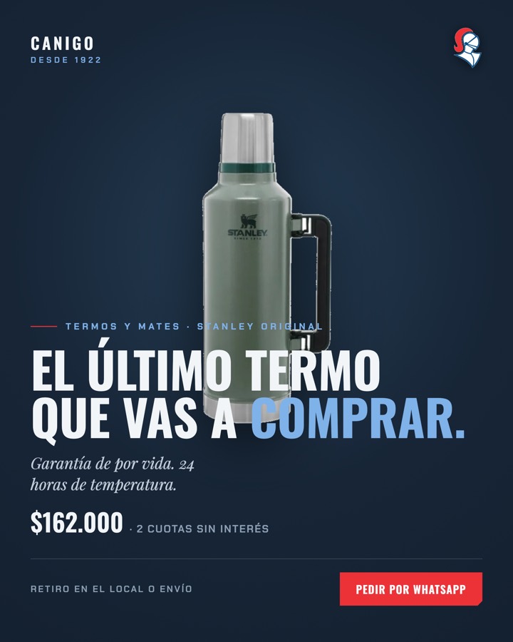 Pieza publicitaria de termos Stanley